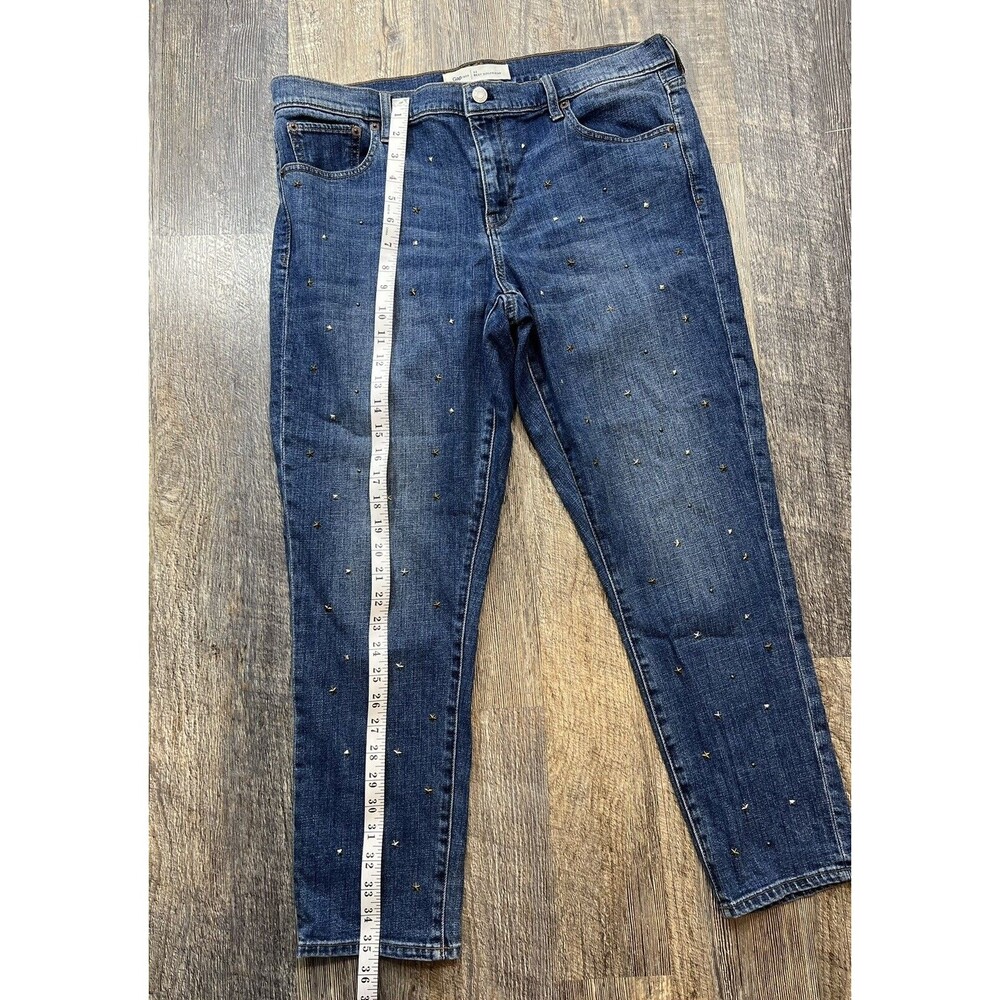 Gap Dark Wash Blue Denim Jeans Best Girlfriend Star Studded Size 32 - Picture 4 of 10
